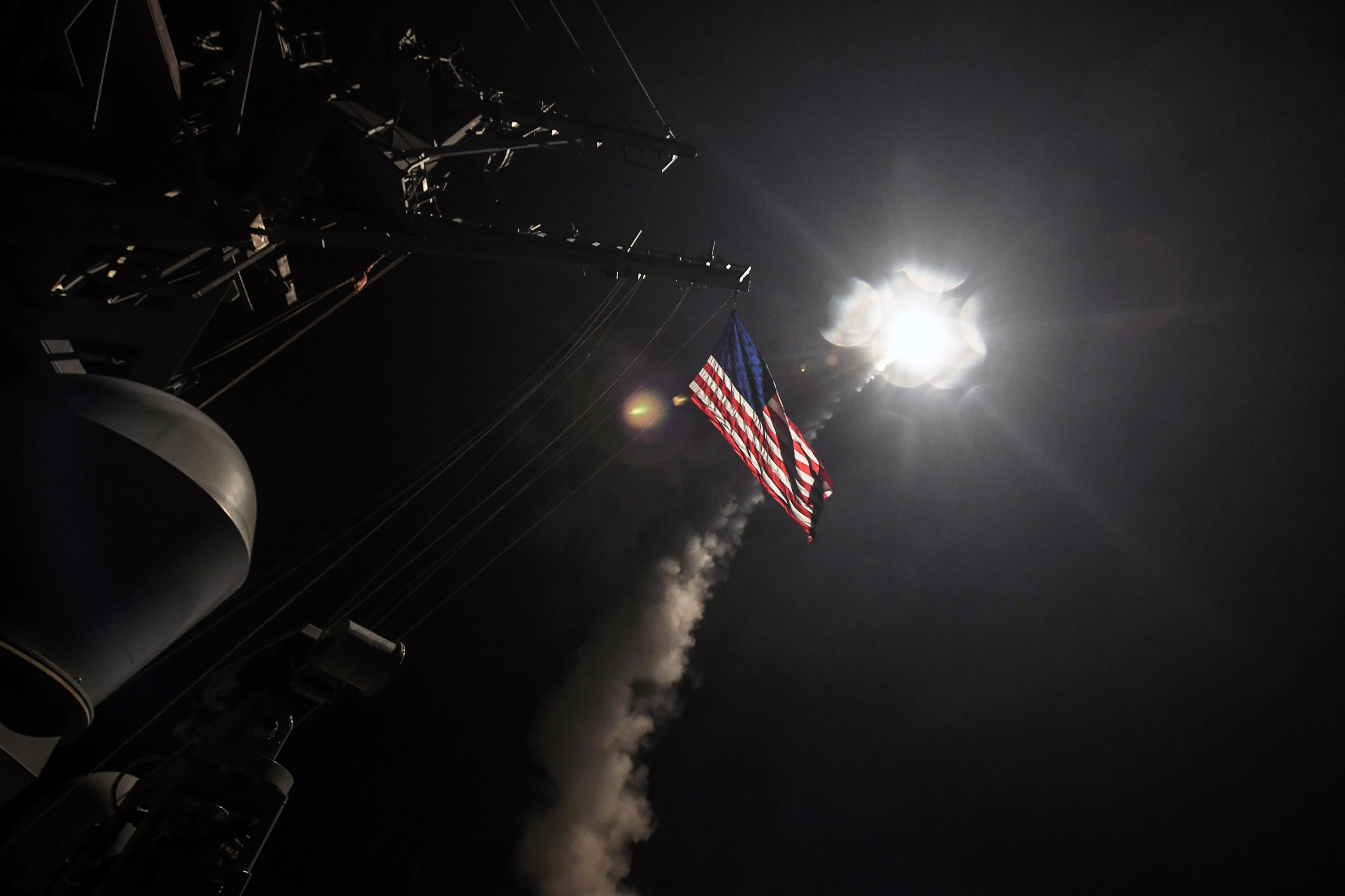 U.S. Navy guided-missile destroyer USS Porter (DDG 78) conducts strike operations while in the Mediterranean Sea